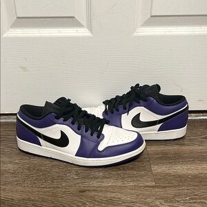 Men's Black and Purple Jordan 1 Lows